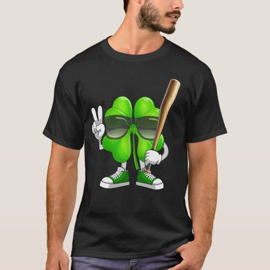 Shamrock Baseball Funny St Patricks Day T-shirt (Voorkant)