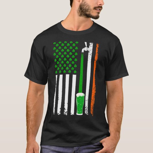 Shamrock Beer American Flag St. Patrick's Day Drin T-shirt (Voorkant)