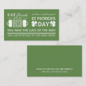Shamrock & Beer Irish St Patrick's Drinken Ticket (Voorkant / Achterkant)