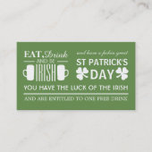 Shamrock & Beer Irish St Patrick's Drinken Ticket (Voorkant)