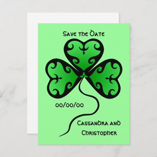 Shamrock bewaart de datum aankondigingskaart (Voorkant / Achterkant)