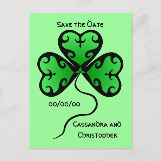Shamrock bewaart de datum aankondigingskaart (Voorkant)