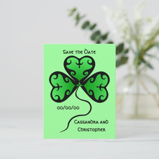 Shamrock bewaart de datum aankondigingskaart (Staand voorkant)