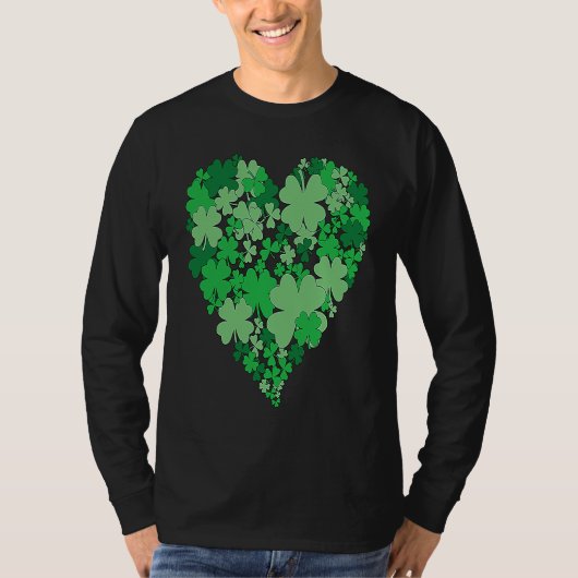 Shamrock Big Heart St Patrick's Day Cute Irish T-shirt (Voorkant)