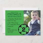 Shamrock Birthday Party Invitation met foto Kaart (Voorkant)