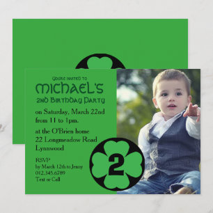 Shamrock Birthday Party Invitation met foto Kaart