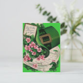 Shamrock Bloem Leprechaun Hoed Bladmuziek Briefkaart (Staand voorkant)