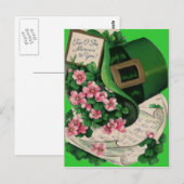 Shamrock Bloem Leprechaun Hoed Bladmuziek Briefkaart (Voorkant / Achterkant)