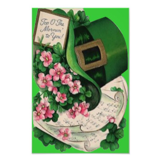 Shamrock Bloem Leprechaun Hoed Bladmuziek Foto Afdruk (Voorkant)
