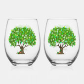 Shamrock boom met kabouter wijnglazen wijnglas zonder voet (Achterkant)