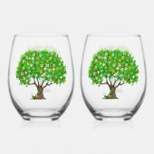 Shamrock boom met kabouter wijnglazen wijnglas zonder voet (Voorkant)