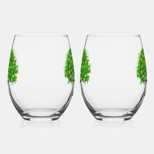 Shamrock boom met kabouter wijnglazen wijnglas zonder voet (Links)