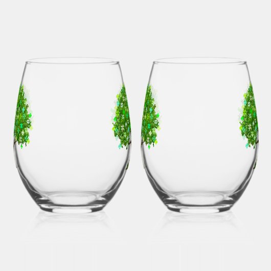 Shamrock boom met kabouter wijnglazen wijnglas zonder voet (Rechts)