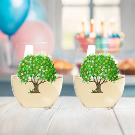 Shamrock boom met kabouter wijnglazen wijnglas zonder voet