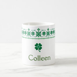 Shamrock Border Gepersonaliseerd St. Patrick's Day Koffiemok