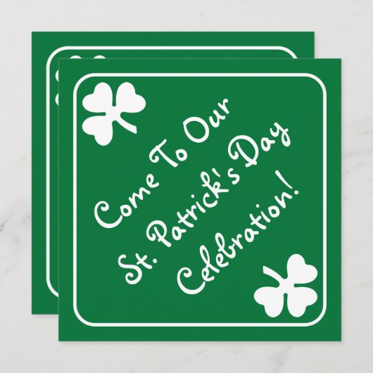 Shamrock Border St. Patrick's Day Invitation Card Kaart (Voorkant / Achterkant)