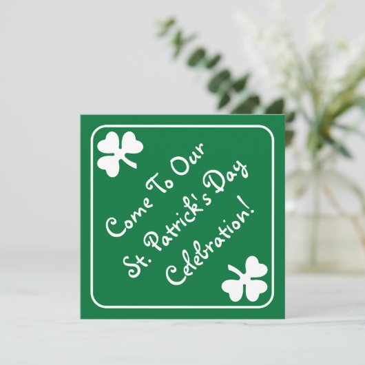 Shamrock Border St. Patrick's Day Invitation Card Kaart (Staand voorkant)