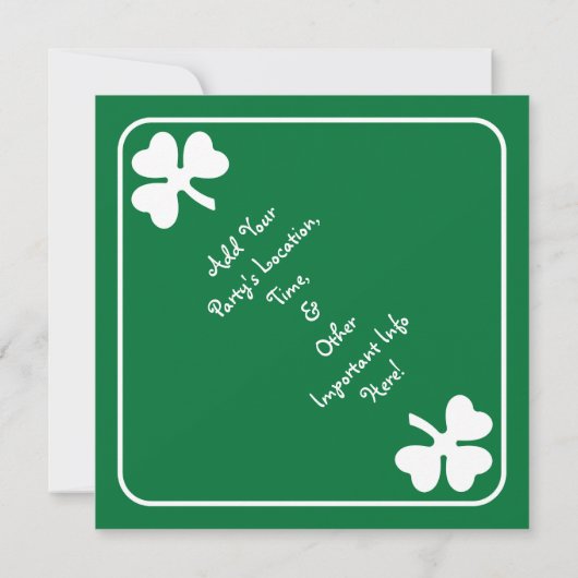 Shamrock Border St. Patrick's Day Invitation Card Kaart (Achterkant)