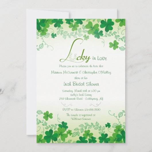 Shamrock Borders Invitation Kaart (Voorkant)