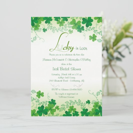 Shamrock Borders Invitation Kaart (Staand voorkant)