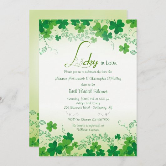 Shamrock Borders Invitation Kaart (Voorkant / Achterkant)