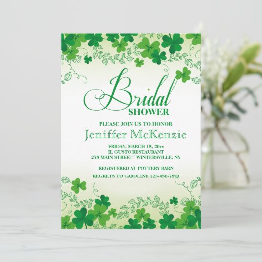 Shamrock Borders Uitnodiging (Staand voorkant)