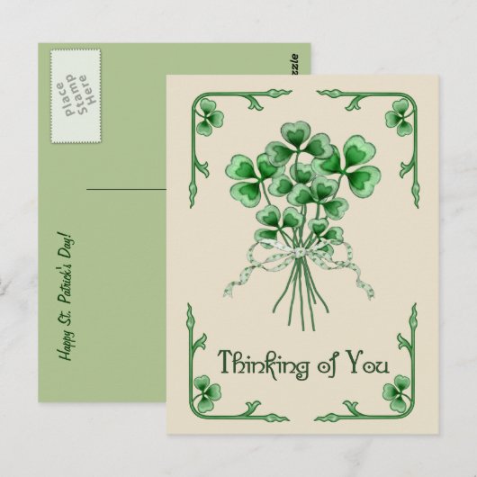 Shamrock Bouquet Briefkaart (Voorkant / Achterkant)