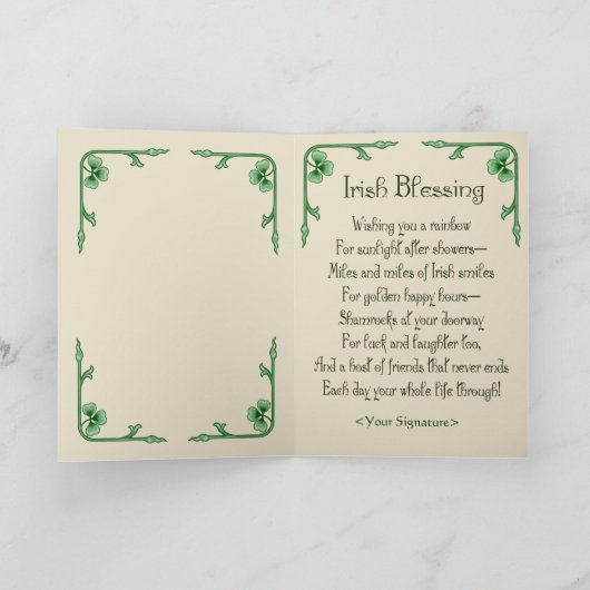 Shamrock Bouquet Kaart (Binnen)