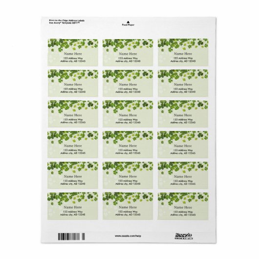 Shamrock bouquet, st patrick's day etiket (Full Sheet)