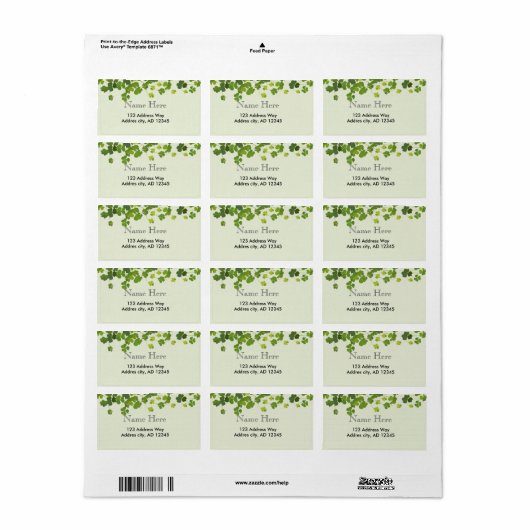 Shamrock bouquet, st patrick's day etiket (Full Sheet)