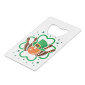 Shamrock Bowling Bowler St. Patricks Day Creditkaart Flessenopener (Achterkant Gekanteld)