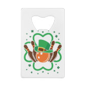 Shamrock Bowling Bowler St. Patricks Day Creditkaart Flessenopener (Achterkant)