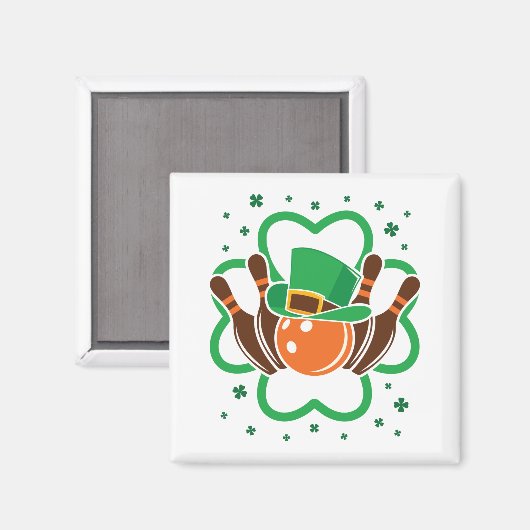 Shamrock Bowling Bowler St. Patricks Day Magneet (Voorkant / Achterkant)