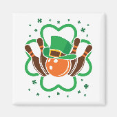 Shamrock Bowling Bowler St. Patricks Day Magneet (Voorkant)
