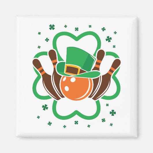 Shamrock Bowling Bowler St. Patricks Day Magneet (Voorkant)