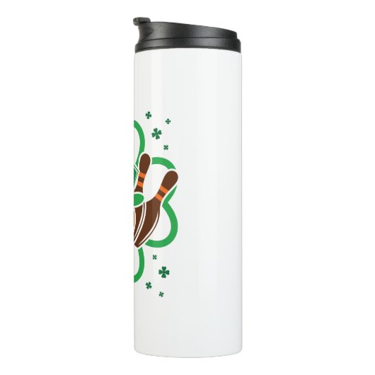 Shamrock Bowling Bowler St. Patricks Day Thermosbeker (Geroteerd rechts)