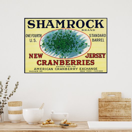 Shamrock Brand Cranberry Label Poster (Keuken)