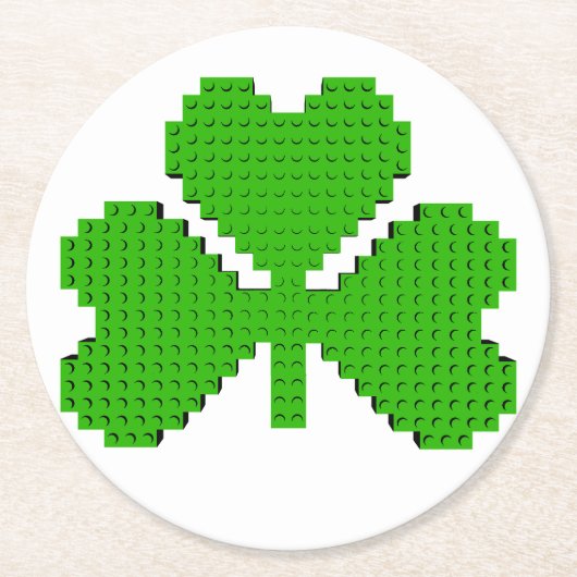 Shamrock Building Blocks Draaien Ronde Kartonnen Onderzetter (Voorkant)
