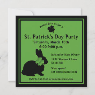 Shamrock Bunny St. Patrick's Day Uitnodiging