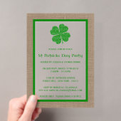 Shamrock & Burlap St. Patrick's Dag Acryl Uitnodigingen (Insitu (Draagbaar))