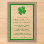 Shamrock & Burlap St. Patrick's Dag Acryl Uitnodigingen (Voorkant)
