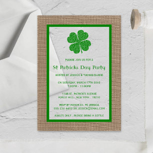 Shamrock & Burlap St. Patrick's Dag Acryl Uitnodigingen