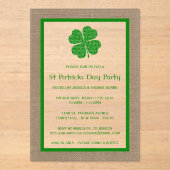 Shamrock & Burlap St. Patrick's Day Acryl Uitnodigingen (Voorkant)