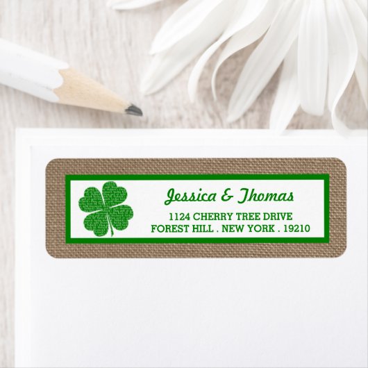 Shamrock & Burlap St. Patrick's Day Etiket (Insitu)
