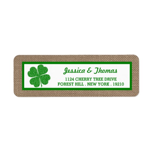 Shamrock & Burlap St. Patrick's Day Etiket (Voorkant)