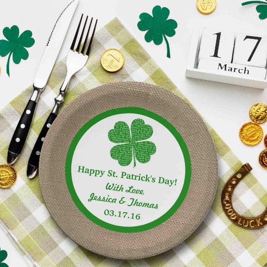 Shamrock & Burlap St. Patrick's Day Papieren Bordje