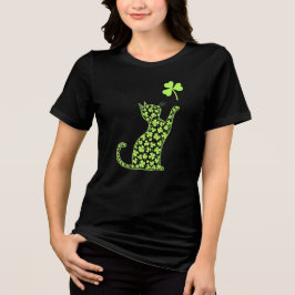 Shamrock Cat - Minimalistische St. Patrick's Day Tri-Blend Shirt
