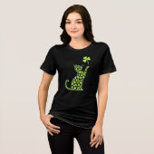 Shamrock Cat - Minimalistische St. Patrick's Day Tri-Blend Shirt (Voorkant volledig)