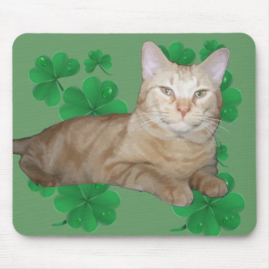 Shamrock Cat Mousepad Muismat (Voorkant)
