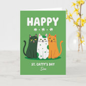 Shamrock Cats Happy Sons Day Kaart (Gele Bloem)